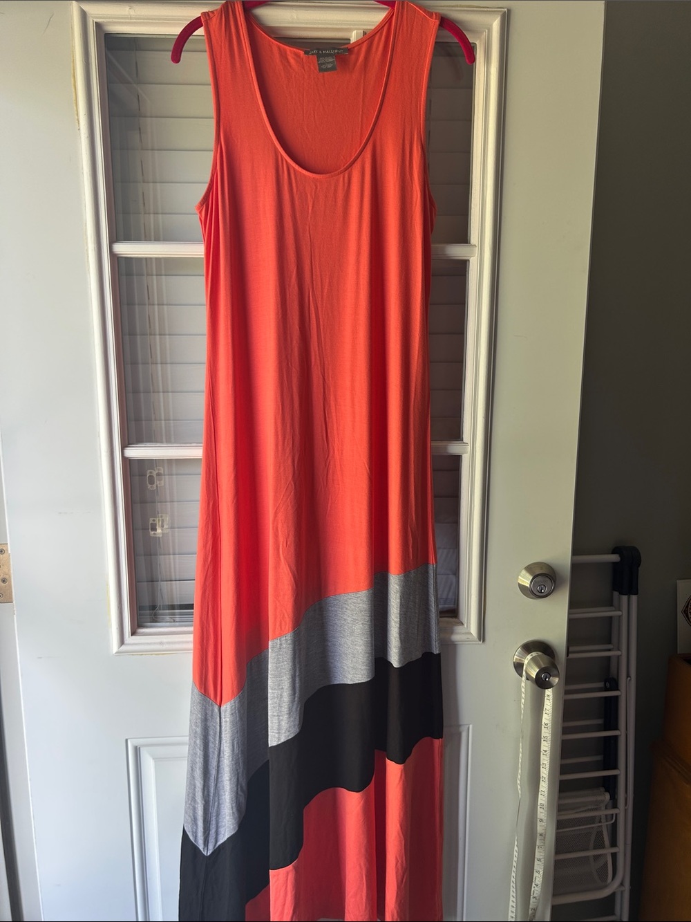 Kate & Mallory Coral, Gray & Black Sleeveless Maxi Dress